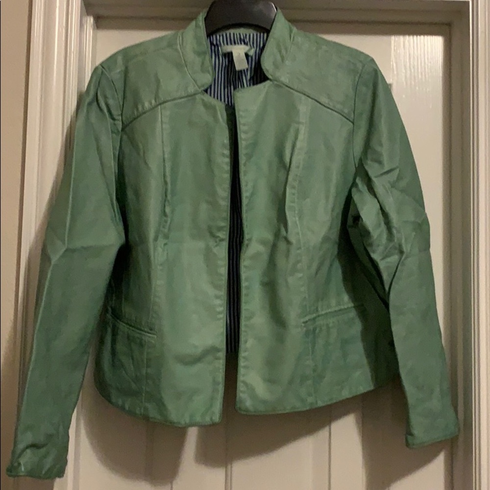 Woman’s Chico’s sea foam green jacket , Size 2